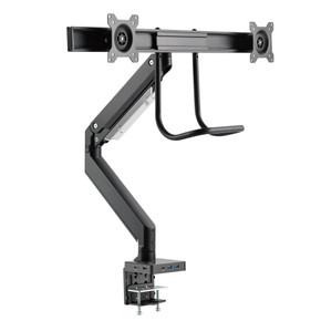 BRATECK 17"-32" Dual Monitor Gas Spring Arm with Built-in Docking Station.Quick Release VESA Plate. Docking Station Includes 1x USB-A - 1x USB-C - Ethernet & HDMI Ports. Easy Grip Handle. Inc USB-C Cable.